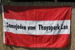 Österreich Flagge mit Aufschrift Samojeden vom Thayapark Laa